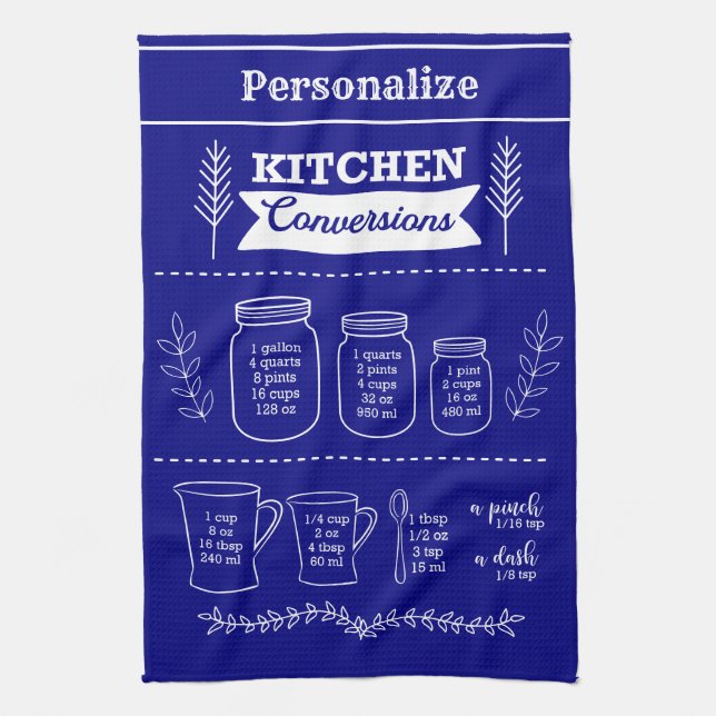 Retro Vintag Küche Kochen Umleitungen Navy Blau Geschirrtuch (Vertikal)