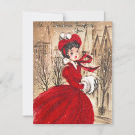 Retro Vintag Lady Weihnachten E-Mail-Karte