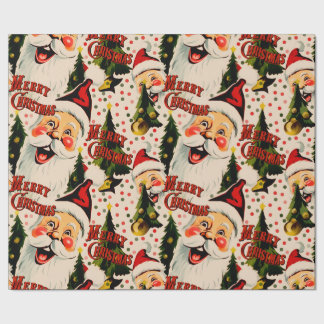 Retro Vintag Laghing Santas Wrapping Paper Geschenkpapier