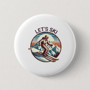 Retro Vintag Let's Ski Resort Winterski Button