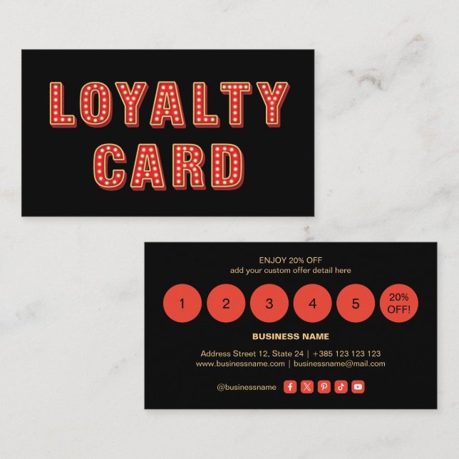 Retro Vintag Letters Loyalty Card Treuekarte (Vorne/Hinten)