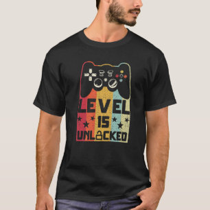 Retro Vintag Level 15 Entsperrtes Videospiel 15th T-Shirt