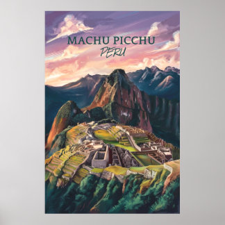 Retro Vintag Machu Picchu Peru V-01 Poster