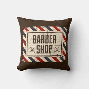 Retro Vintag Man Höhle Weiße Rustikale Barbersche  Kissen