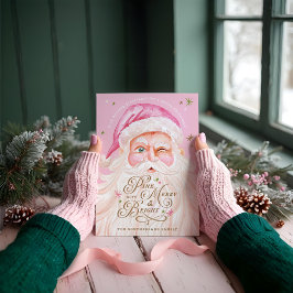 Retro Vintag Merry & Pink Wasserfarbe Weihnachtsma Feiertagskarte