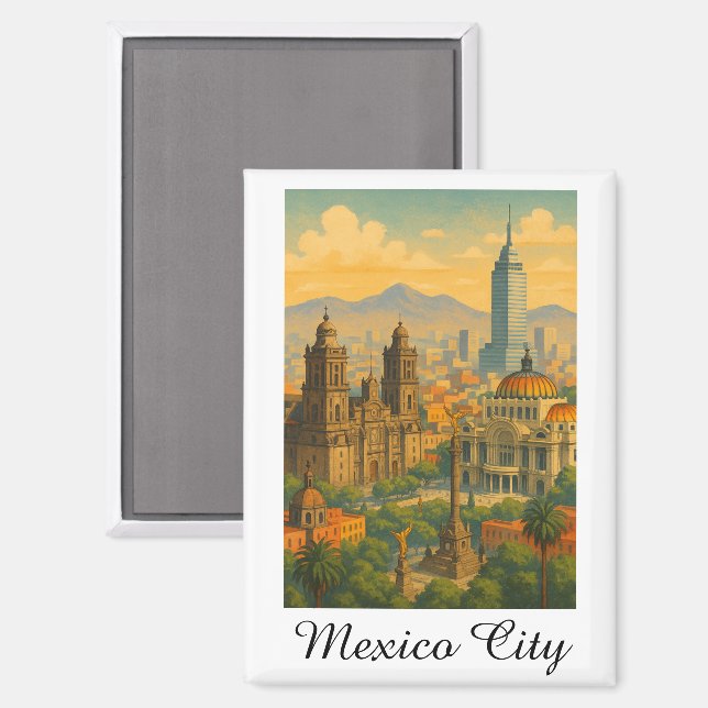 Retro Vintag Mexico City CDMX Travel Magnet (Vorderseite/Rückseite)