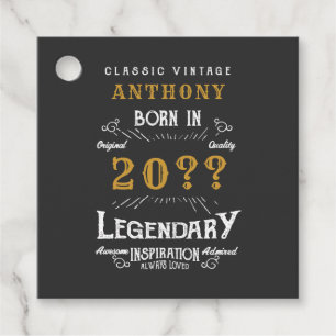 Retro Vintag Monogramm personalisierter Geburtstag Geschenkanhänger