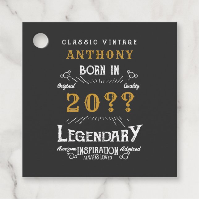 Retro Vintag Monogramm personalisierter Geburtstag Geschenkanhänger (Vorderseite)