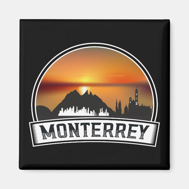 Retro Vintag Monterrey Mexico Sunset Cityscape Magnet (Vorne)