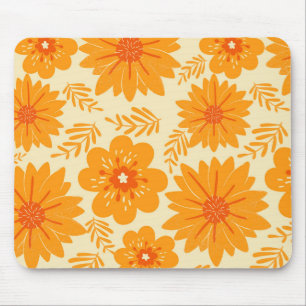 Retro Vintag Orange Botanische Blume Muster Fall Mousepad