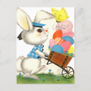 Retro Vintag Osterhase Postkarte