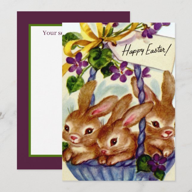 Retro-Vintag Osterhasen-Weihnachtskarte (Vorne/Hinten)