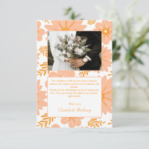 Retro Vintag Peach Fuzz Orange Blume Muster Dankeskarte