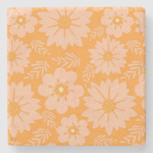 Retro Vintag Peach Fuzz Orange Blume Muster