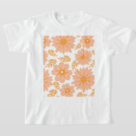 Retro Vintag Peach Fuzz Orange Blume Muster T-Shirt