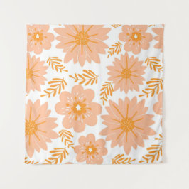 Retro Vintag Peach Fuzz Orange Blume Muster Wandteppich