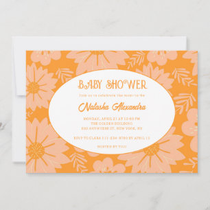 Retro Vintag Peach Fuzz Orange Color Blume Patte Einladung