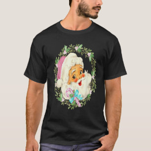 Retro Vintag Pink Santa Claus Pink Weihnachten T-Shirt