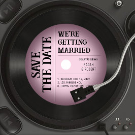 Retro Vintag Pink Vignette Vinyl Record Wedding Save The Date