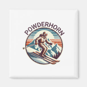 Retro Vintag Powderhorn Colorado Ski Resort Winte Magnet
