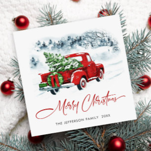 Retro Vintag Red Farm LKW Weihnachtsgrüße Feiertagskarte