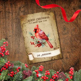 Retro Vintag Red Kardinal Bird Frohe Weihnachten