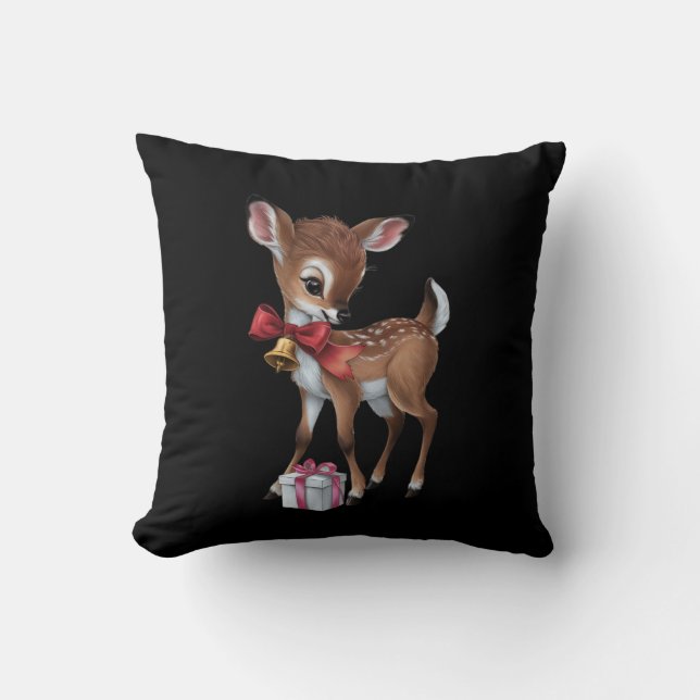 Retro Vintag Reindeer Pink Christmas Baby Dealer Kissen (Vorderseite)