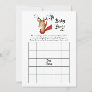 Retro Vintag Rentier Weihnachtsdusche Bingo Mitteilungskarte