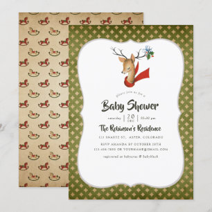 Retro Vintag Rentier Weihnachtsdusche Einladung