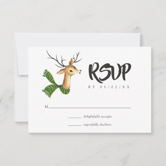 Retro Vintag Rentier Weihnachtsfeier RSVP Karte (Vorderseite)