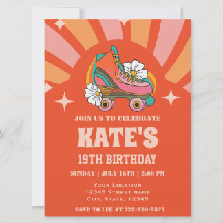 Retro Vintag Roller Skate Geburtstagsparty Einladung