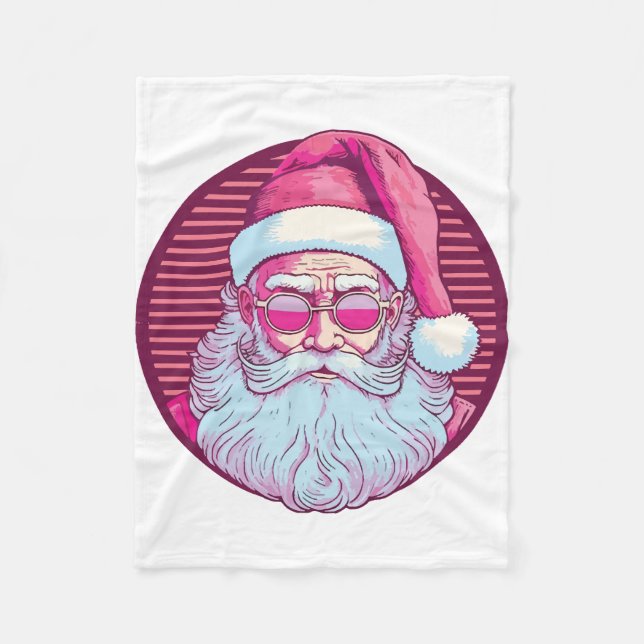 Retro Vintag rosa Santa clus Fleecedecke (Vorderseite)