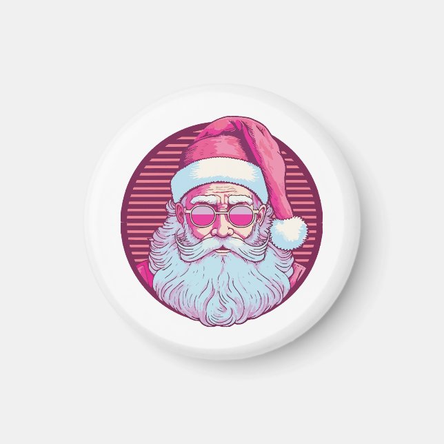Retro Vintag rosa Santa clus Magnet (Vorne)