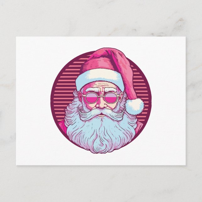 Retro Vintag rosa Santa clus Postkarte (Vorderseite)