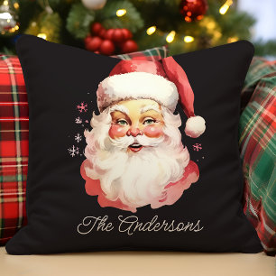 Retro Vintag Santa Claus Black Christmas Kissen