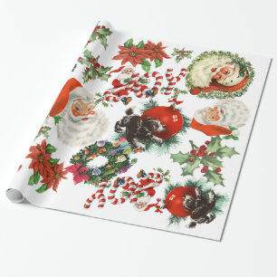 Retro Vintag Santa Claus Urlaubspapier Geschenkpapier