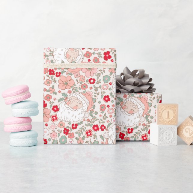 Retro Vintag Santa Claus Weihnachten Geschenkpapier (Babyparty)