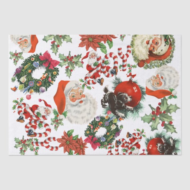 Retro Vintag Santa Claus Weihnachtsgeschenk Seidenpapier (Vorderseite)