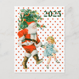 Retro Vintag Santa & Girl Weihnachten
