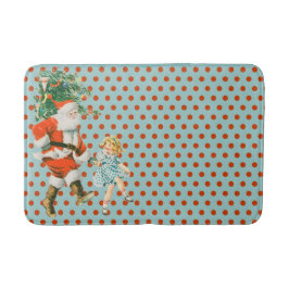 Retro Vintag Santa & Girl Weihnachten Badematte