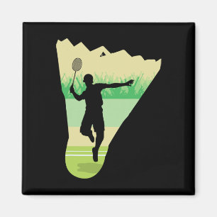 Retro Vintag Shuttle Player Badminton Magnet