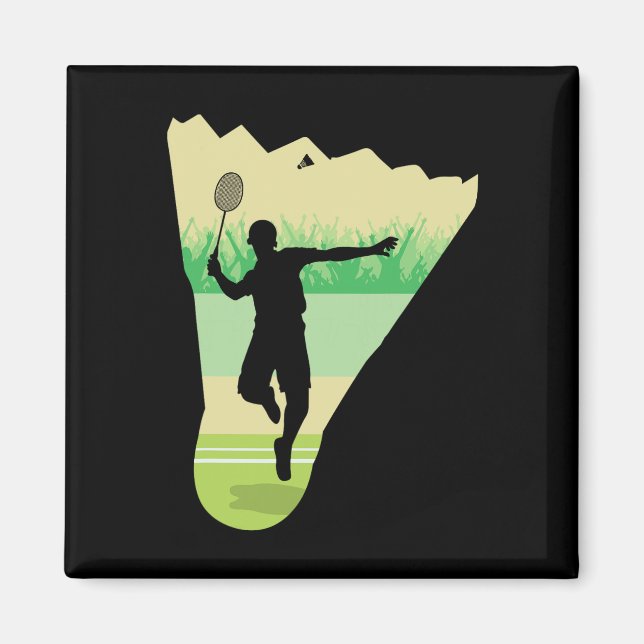 Retro Vintag Shuttle Player Badminton Magnet (Vorne)