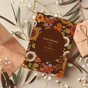 Retro Vintag Sixties Terracotta Wedding Folieneinladung