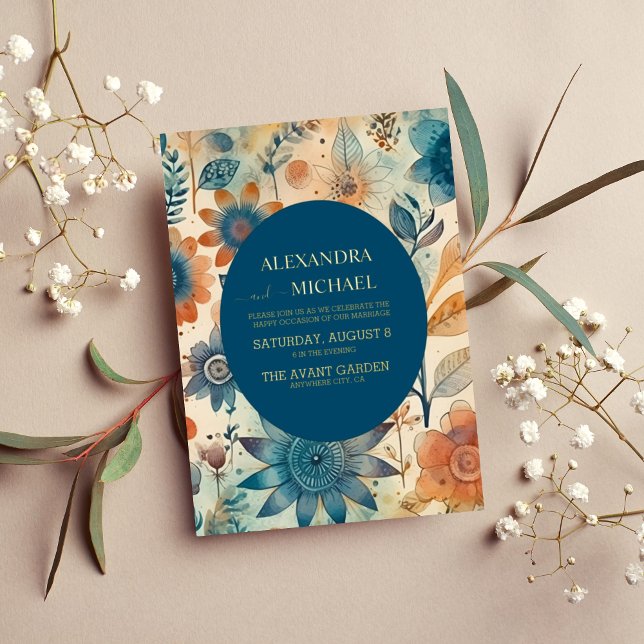 Retro Vintag Sixties Terracotta Wedding Folieneinladung (Von Creator hochgeladen)