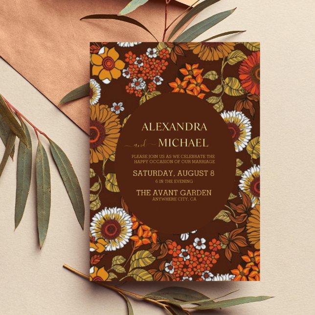 Retro Vintag Sixties Terracotta Wedding Folieneinladung (Von Creator hochgeladen)