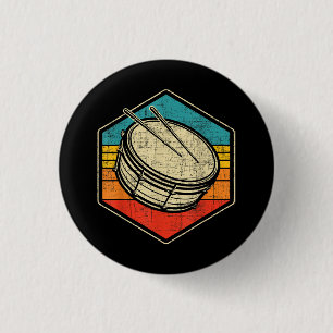 Retro Vintag Snare Drum - Marching Band Drumline Button