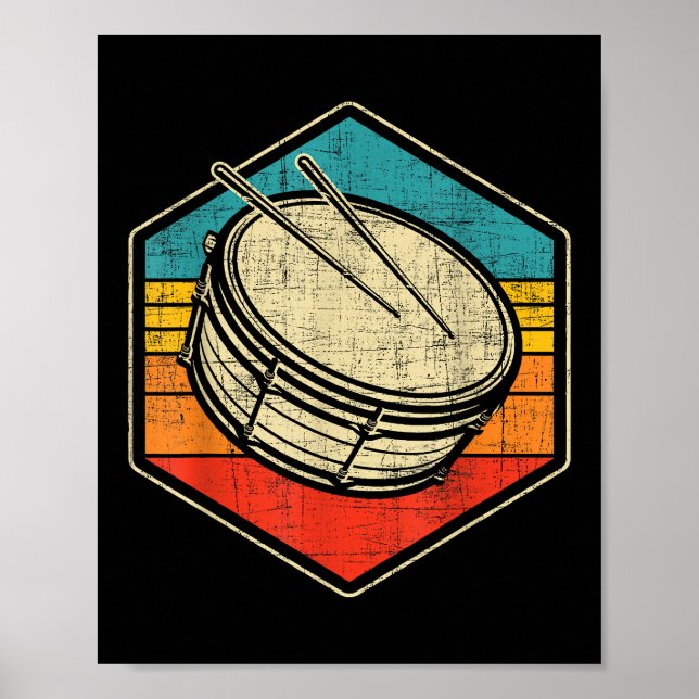 Retro Vintag Snare Drum - Marching Band Drumline Poster (Vorne)