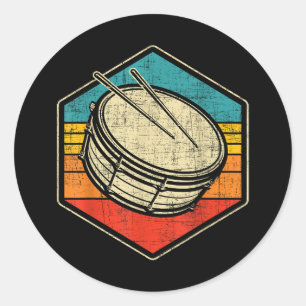 Retro Vintag Snare Drum - Marching Band Drumline Runder Aufkleber