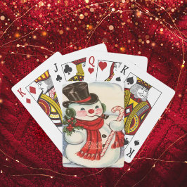 Retro Vintag Snowman in Top Hat Weihnachtsfeiertag Spielkarten