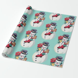 Retro Vintag Snowman Weihnachten Geschenkpapier